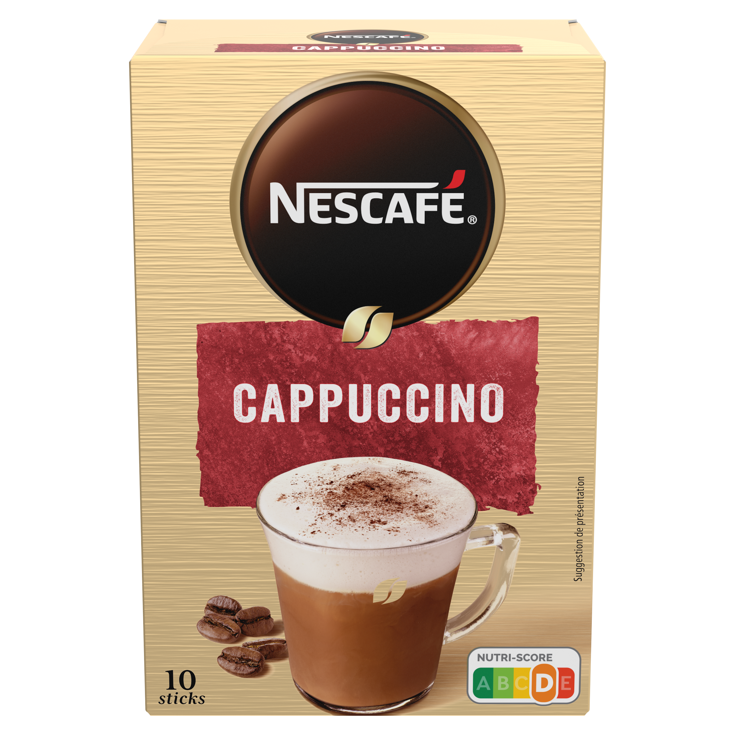 NESCAFE Cappuccino, Café soluble, Boîte de 10 sticks (14g chacun