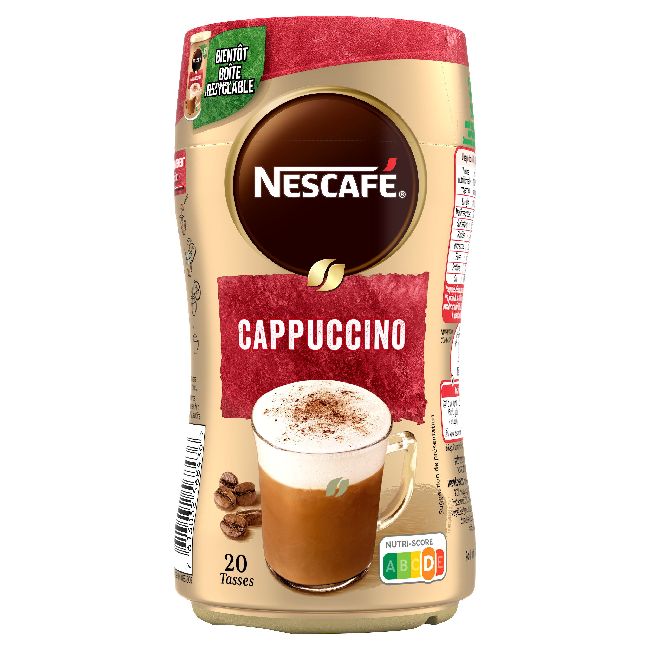NESCAFE Cappuccino, café soluble, Boîte de 280g