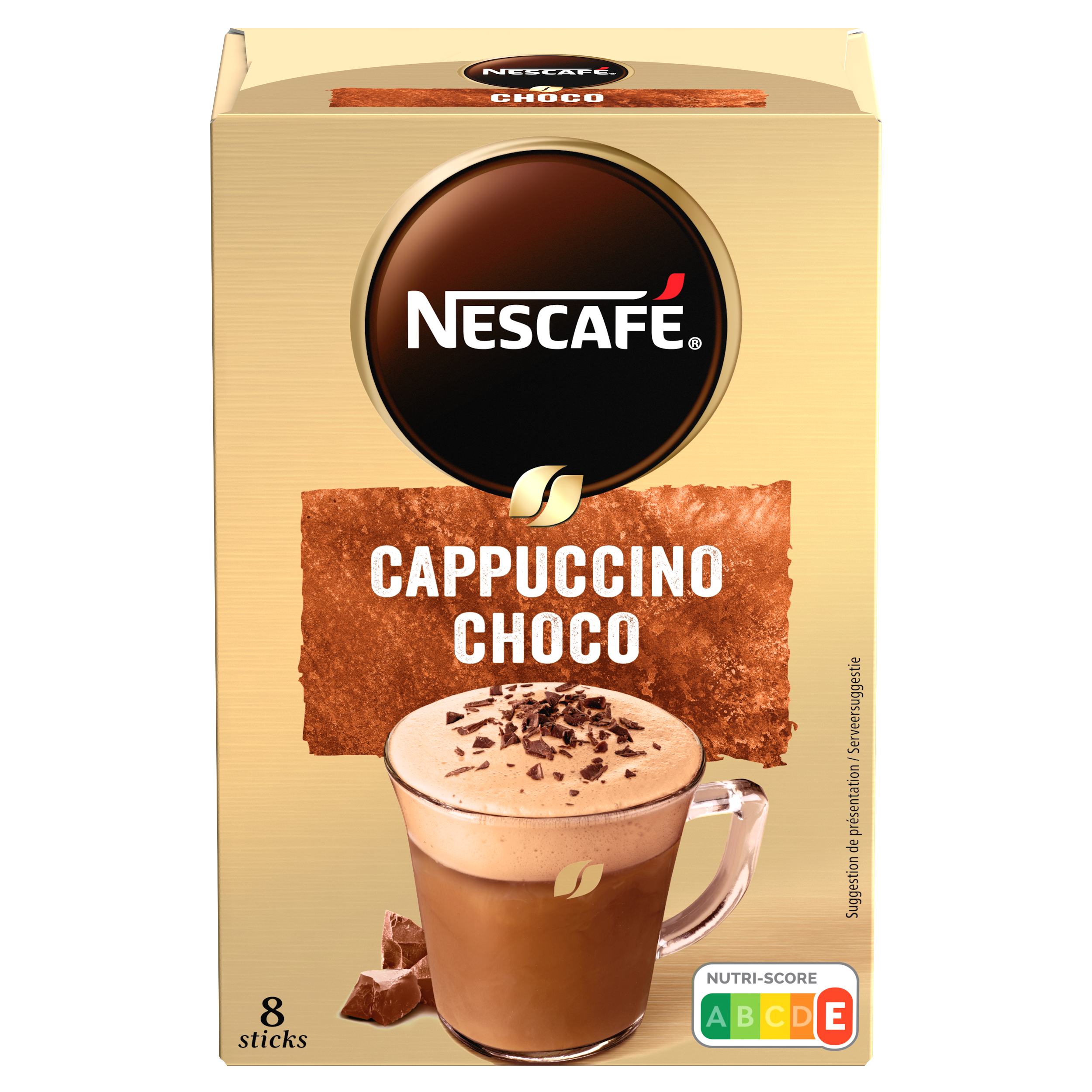 NESCAFE Cappuccino Choco, café soluble, Boîte de 8 sticks